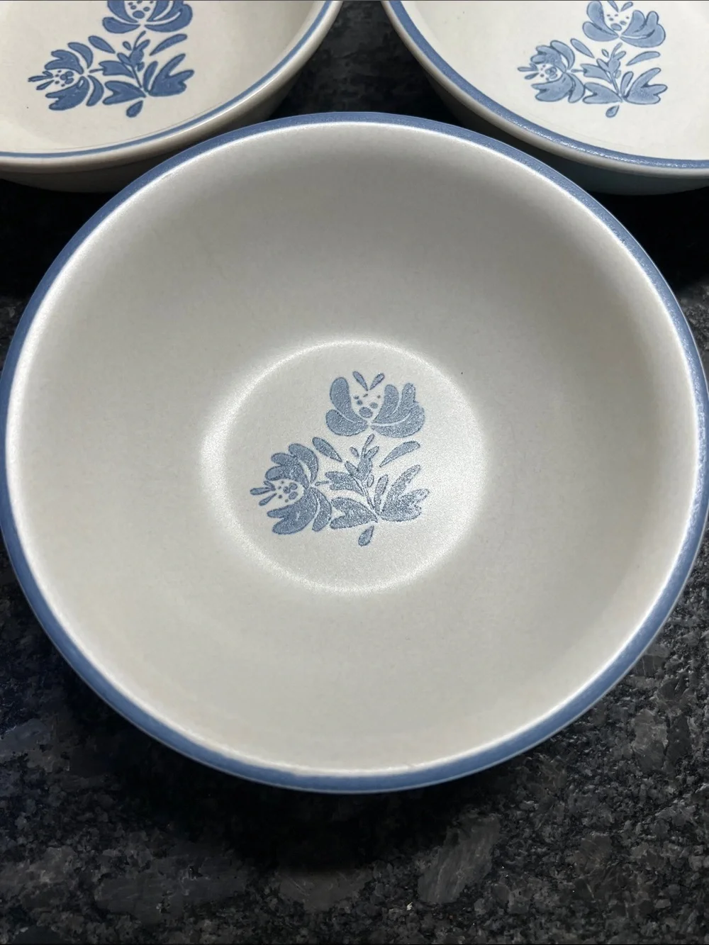 Blue Floral Ceramic Serving Bowls - Set of 3